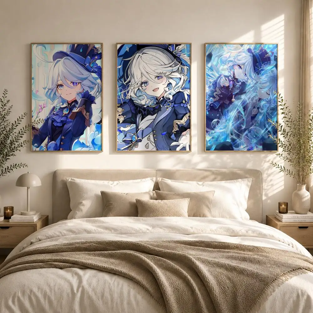 Furina Genshin Impact Poster HD art sticky wall waterproof home living room bedroom bar aesthetic decoration