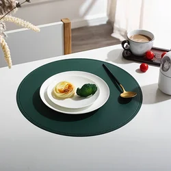 1/4/6PCS Faux Leather Round Placemats Disko Table Mats Stitched Placemat Luxury Style Insulated Tableware Cafe Pad 식탁매트 Салфетки