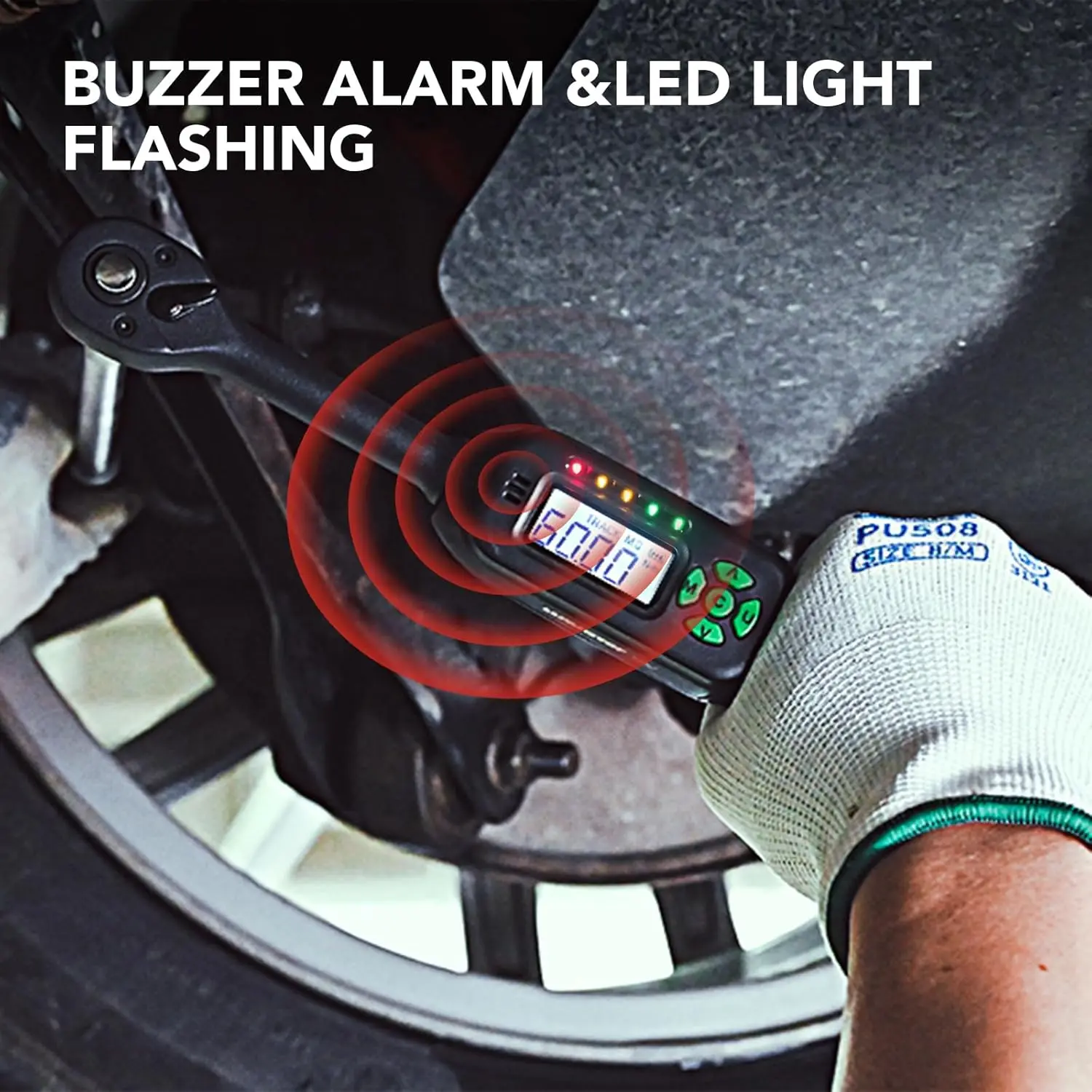 مفتاح عزم الدوران الرقمي - محرك 1/4 بوصة مع طنان وLED، 13.2-265.5 بوصة. رطل، أداة عالية الدقة لإصلاح الدراجة