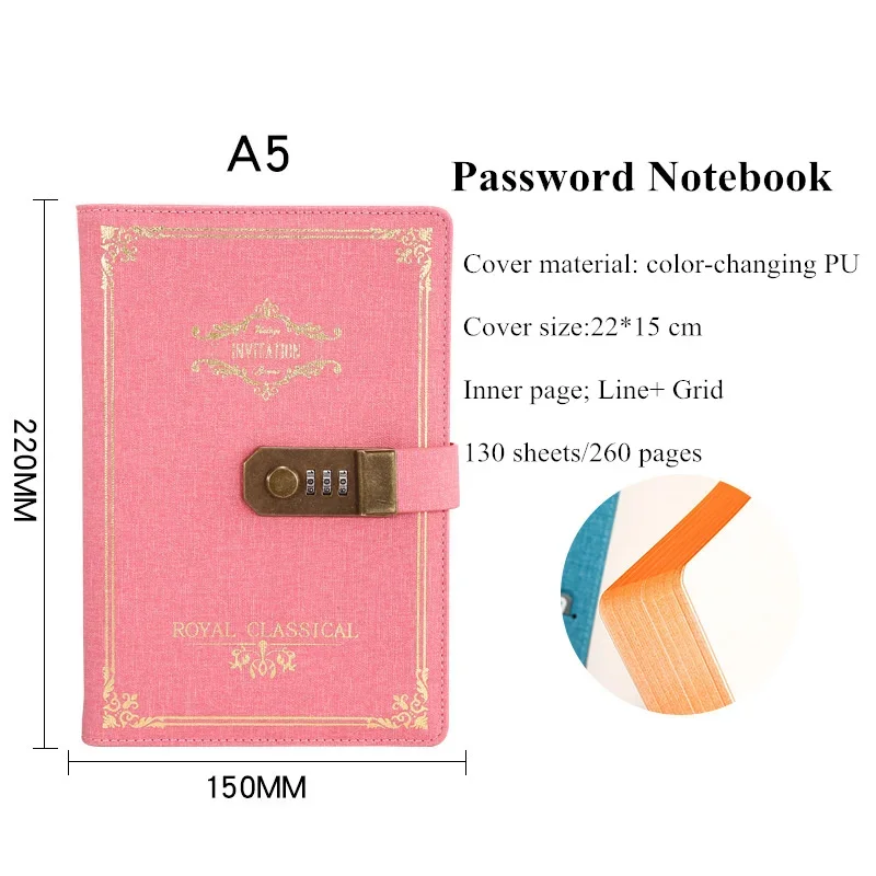 アジェンダ-a5-ビジネスパスワードノートブック-gils-学校文具ジャーナルライングリッドトラベルデイリープランナーかわいい事務用品
