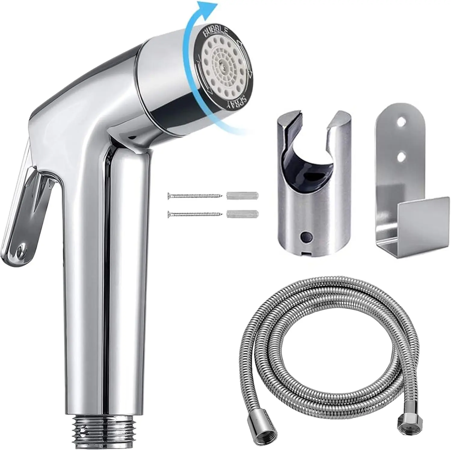 

Handheld Bidet Sprayer Set with Wall Bracket, 59-Inch Stainless Steel Hose, 2-Mode Spray Head for Toilet Cleaning and Pet Shower