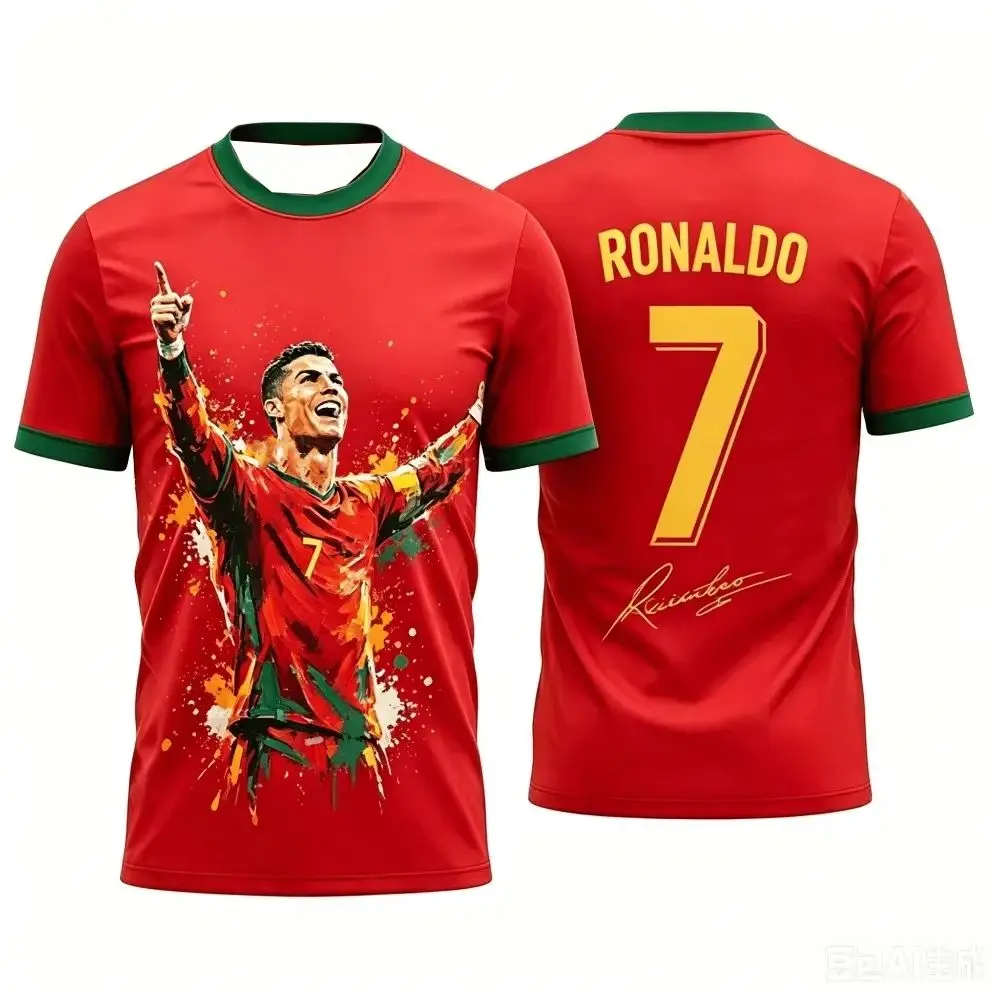 2026 New Cristiano Ronaldo Summer Fashionable Breathable Football Jersey Children's T-shirt, Suitable for Daily Outdoor Wear