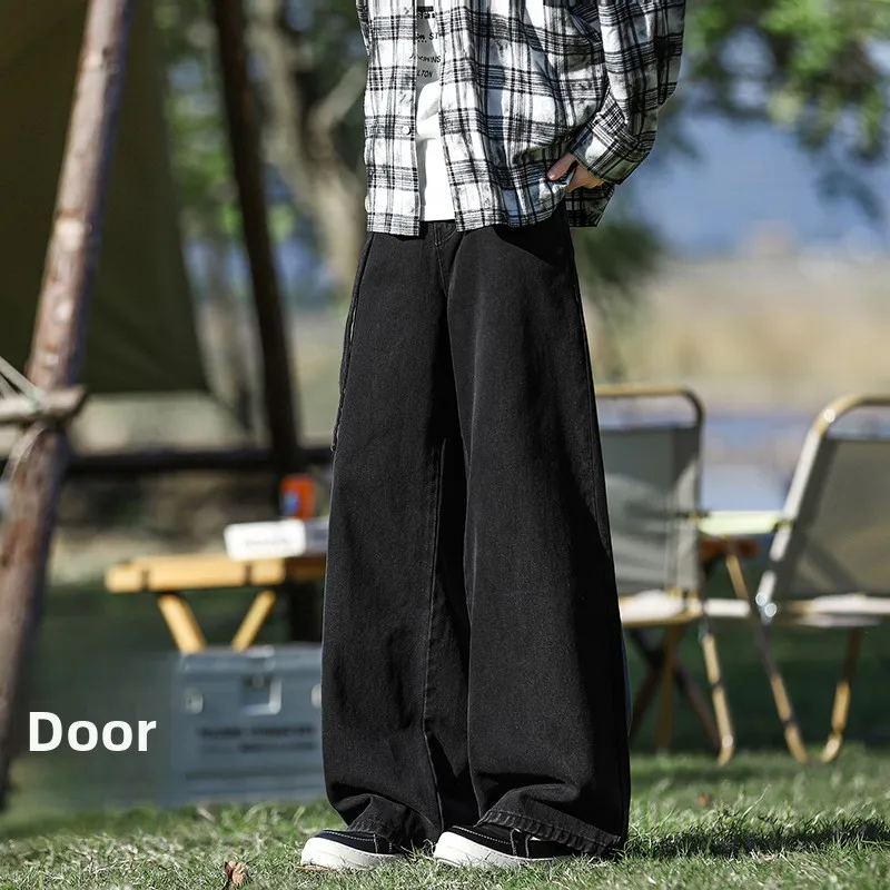 

Loose Straight Leg Men's Jeans Casual Vintage American Sle Spring Autumn New Trendy Brand JXAETE Polyester Cotton Blend