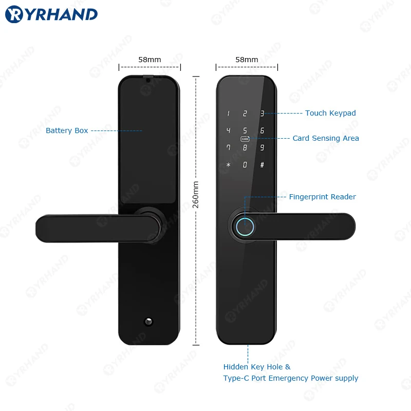 F7 Tuya Zigbee Fechaduras Biométricas Impressão Digital Locker Entrada Inteligente Home Handle App Desbloquear Bloqueio Inteligente Digital