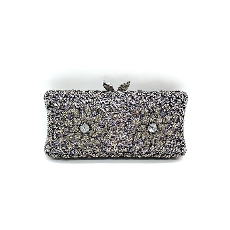 

Luxury women evening party bag diamonds bridal clutches bridal wedding party elegant rose flower crystal purses