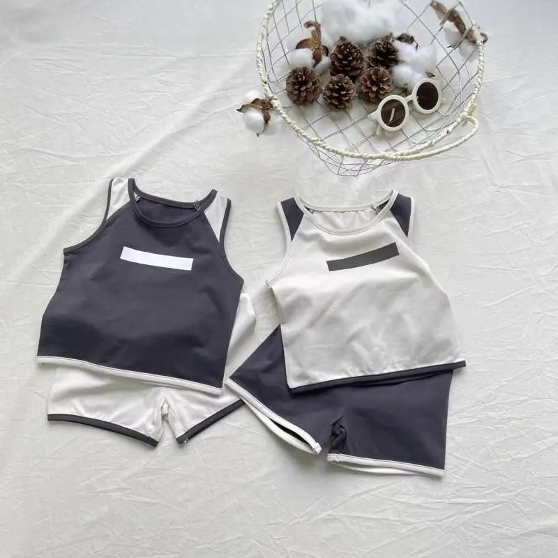 

2026 Summer New Baby Sleeveless Clothes Set Infant Boy Girl Vest + Shorts 2pcs Suit Cotton Toddler Patchwork Casual Outfits