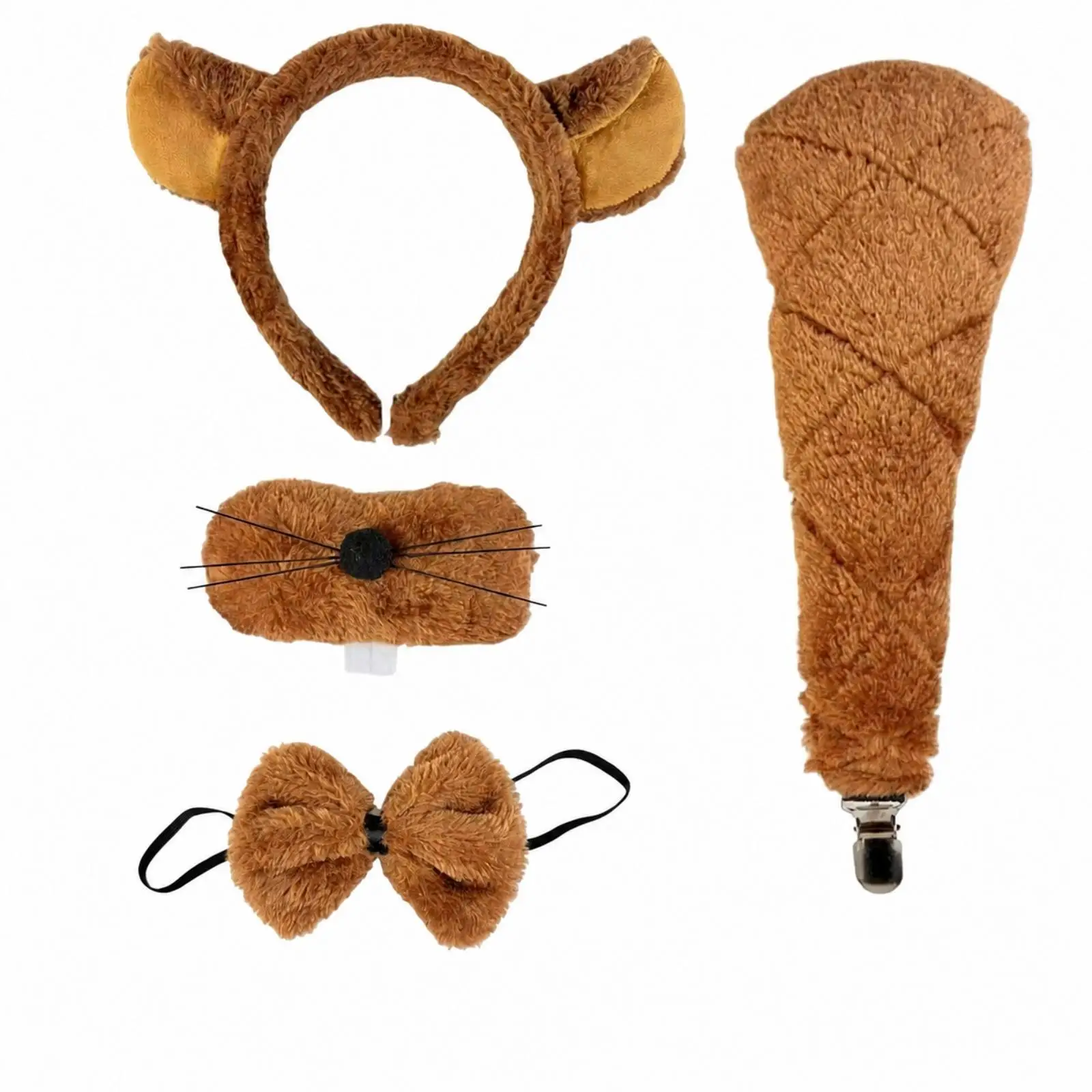 Kids Animal Beaver Costume Set with Ear Headband Muzzle Tail Bow Tie for School Drama and Party