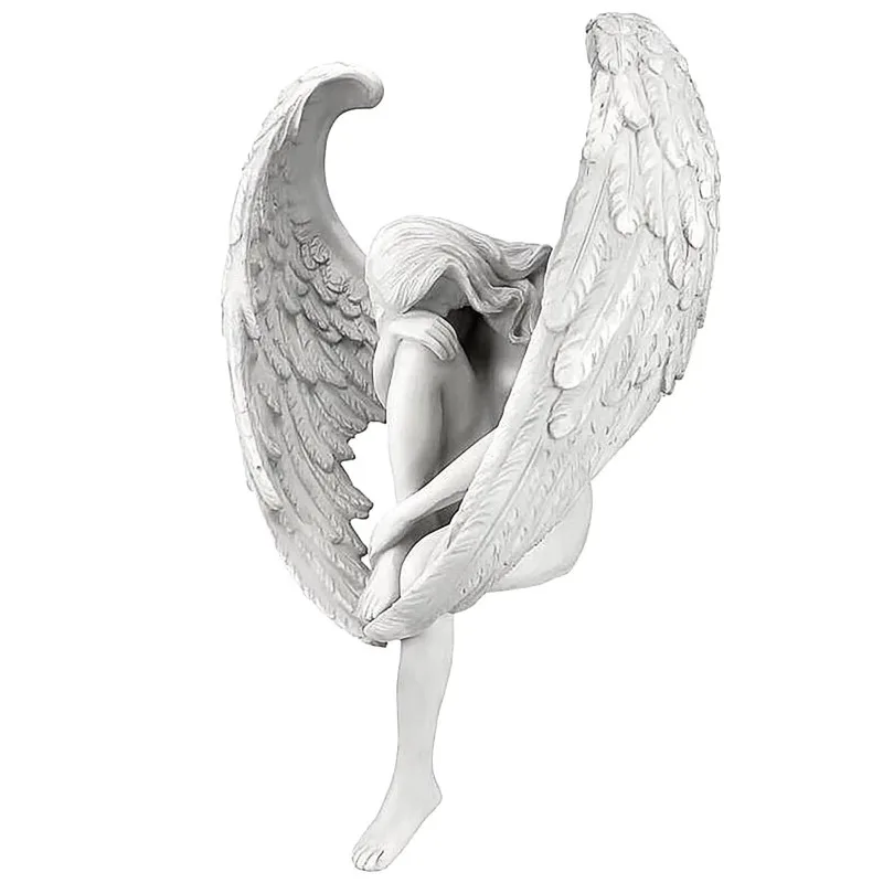 Escultura criativa decoração redenção anjo estátua jóias redenção estatueta jardim religioso decoração para casa 15x13x8cm
