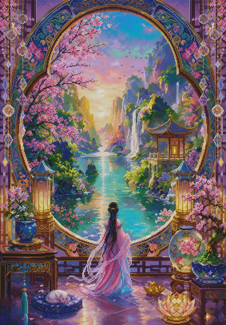 9CT 11ct 14ct Ancient Beauty Printed Kit Cross Stitch Embroidery DIY Needlework Home Decor Craft With Needles Threads 132 Color