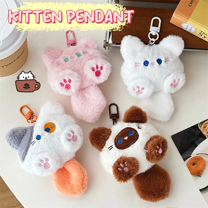 Cute Plush Long Tailed Cat Kitten Doll Pendant Keychain For Bag Decorations Accessories Gift Women Girls Backpack Car Keyring