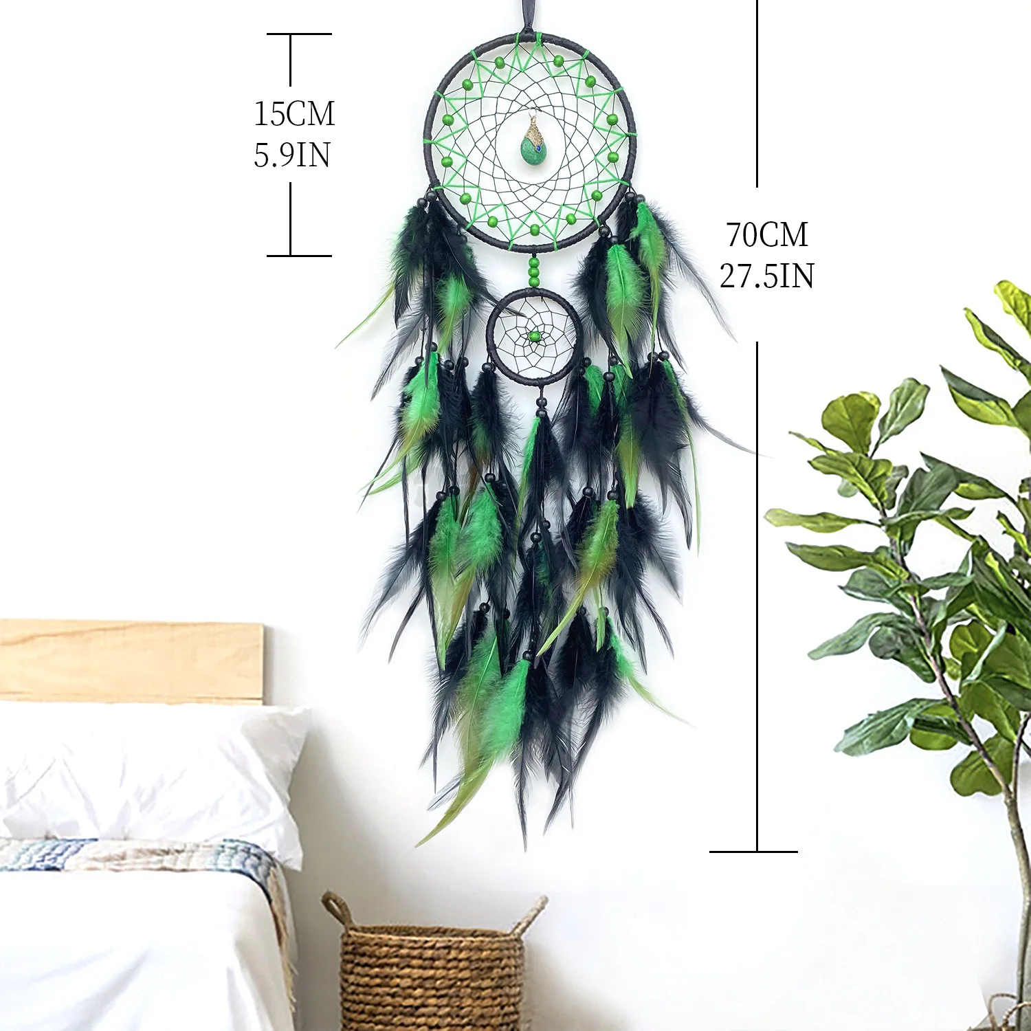 YFY light luxury dream catcher feather pendant handwoven wind chimes living room wall decoration pendant