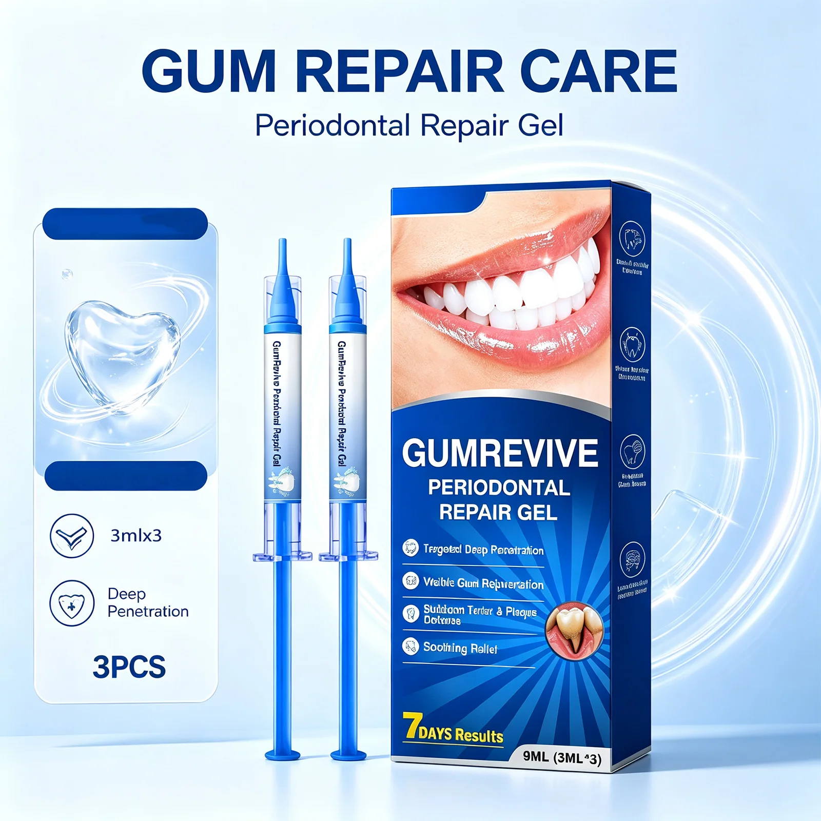 Gum Care Gel Precision Applicator Gentle Oral Cleaning Fresh Feeling Teeth Cleaning Daily Dental Care for Healthy Mouth 9ml