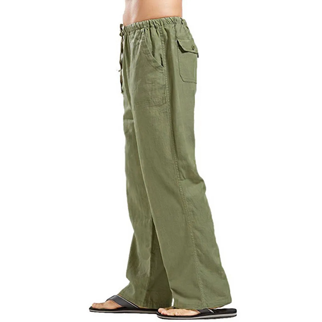 Independent Station Wish Men's Linen Large size Pocket Trousers Casual Slacks
