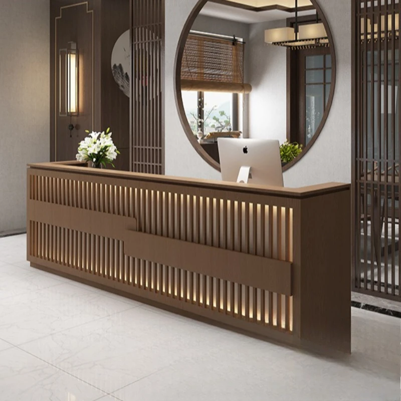 مكاتب الاستقبال الرجعية الجديدة على الطراز الصيني مكاتب الاستقبال المنزلية الحلاق متجر صالون تجميل أثاث المكاتب ВВНКДТ ZY40JDT #2