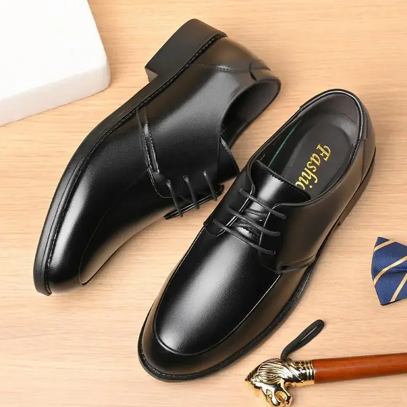 Chaussures de mariage pointues en cuir pour hommes, faites à la main, trempées, affaires, luxe, nouveau