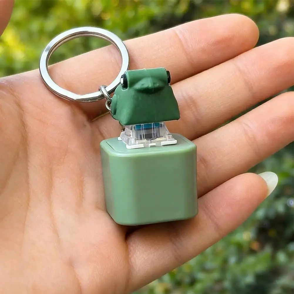 Funny Croaking Frog/Pig/Lizard Keychain  Rechargeable Keyboard Fidget Clicker Sound Keyring With LED Light For Stress Relief