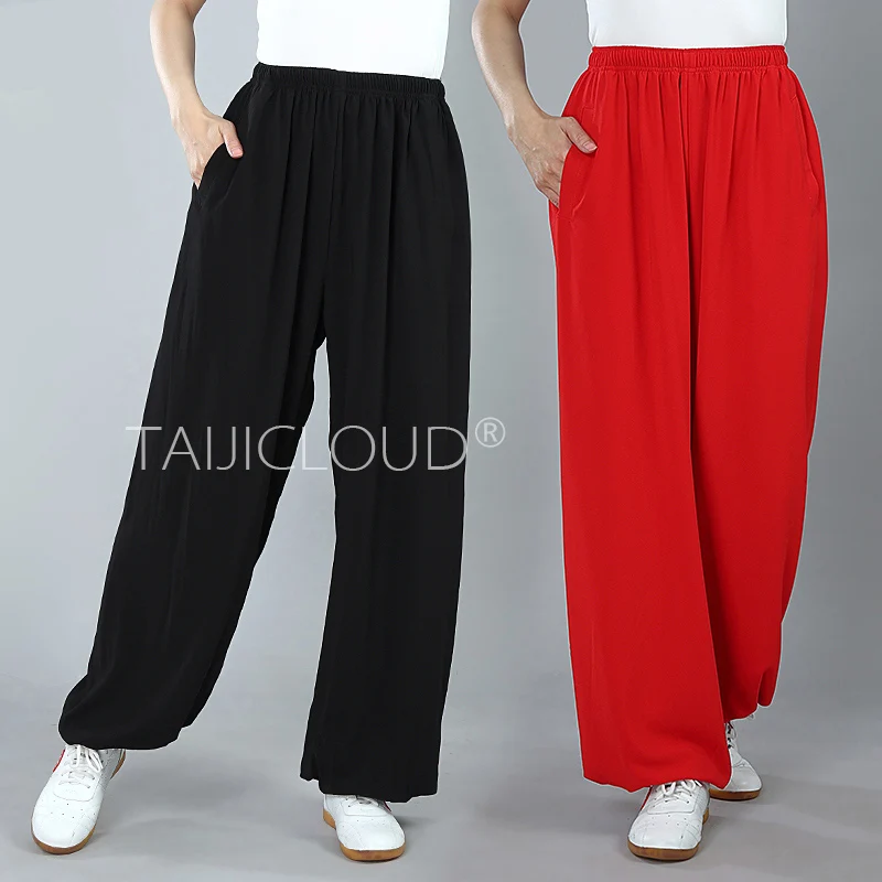 PE Cotton Tai Chi Pants Unisex - Kung Fu Harem Pants with Side Pockets for Morning Practice & Martial Arts Training