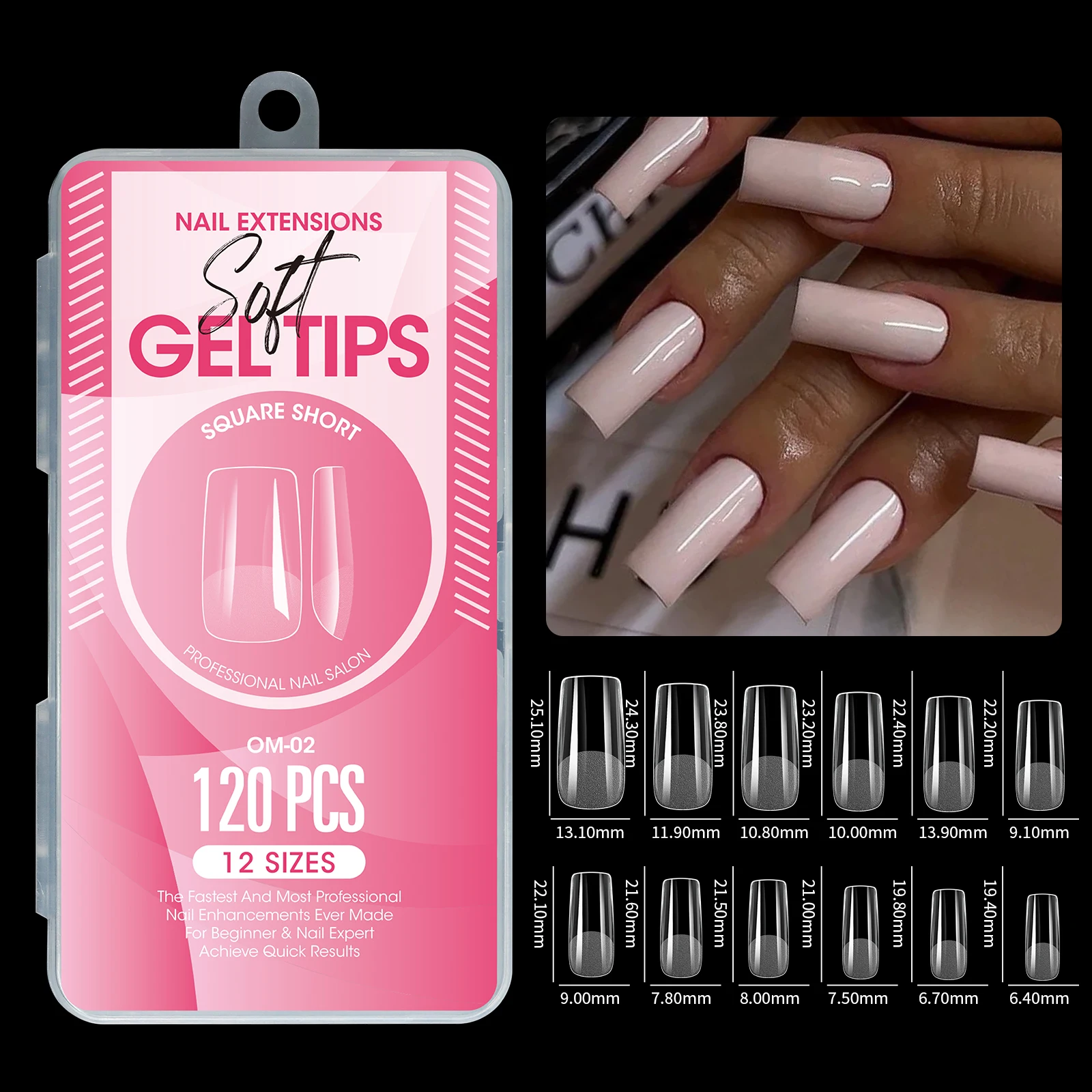 120 Stück Halbmatte Verlängerungs-Gel-Tips, Mandel-, Stiletto-, Coffin- und French-Form, Künstliche Nägel, Vollabdeckung, Acryl, für Salon und Zuhause, Press-On-Nägel