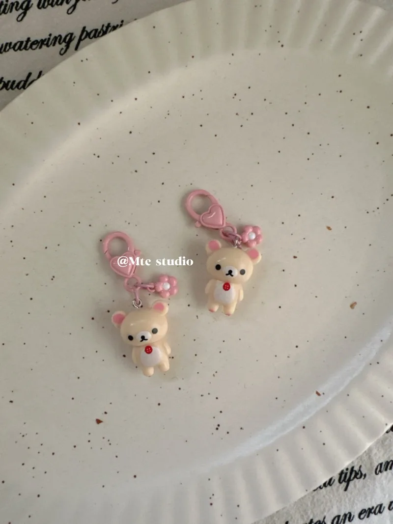 Kawaii Rilakkuma Lazy Bear Keychain Cartoon Doll Pendant Backpack Bag Phone Charm Key Ring Accessories for Girls Holiday Gift view 4