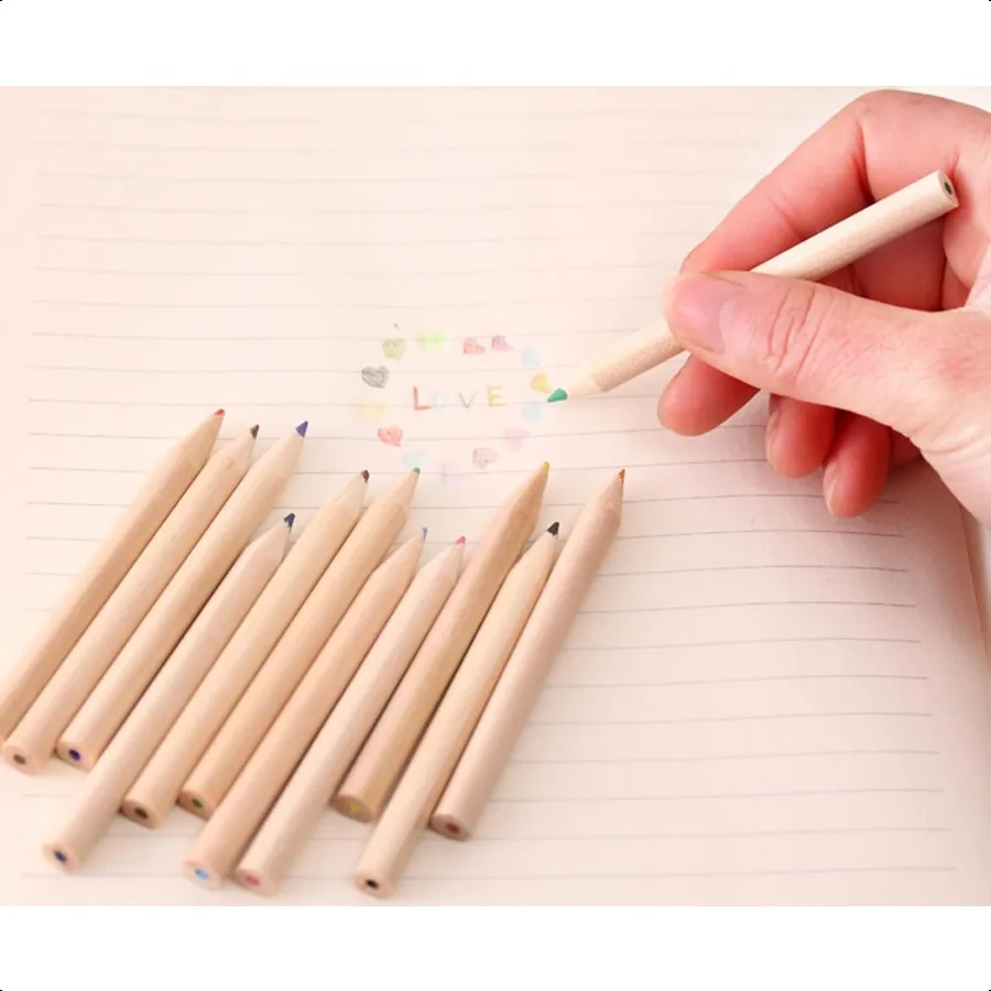 20 paquetes de mini lápices de colores con sacapuntas en tubo, lápices de dibujos animados de arte de dibujo portátiles para adultos de 3 años y más, escritura