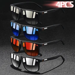 4PCS Fashion Colorful Vintage Check Pattern Sunglasses Men Women Driving Fishing Man Brand Designer Sun Glasses Eyewear