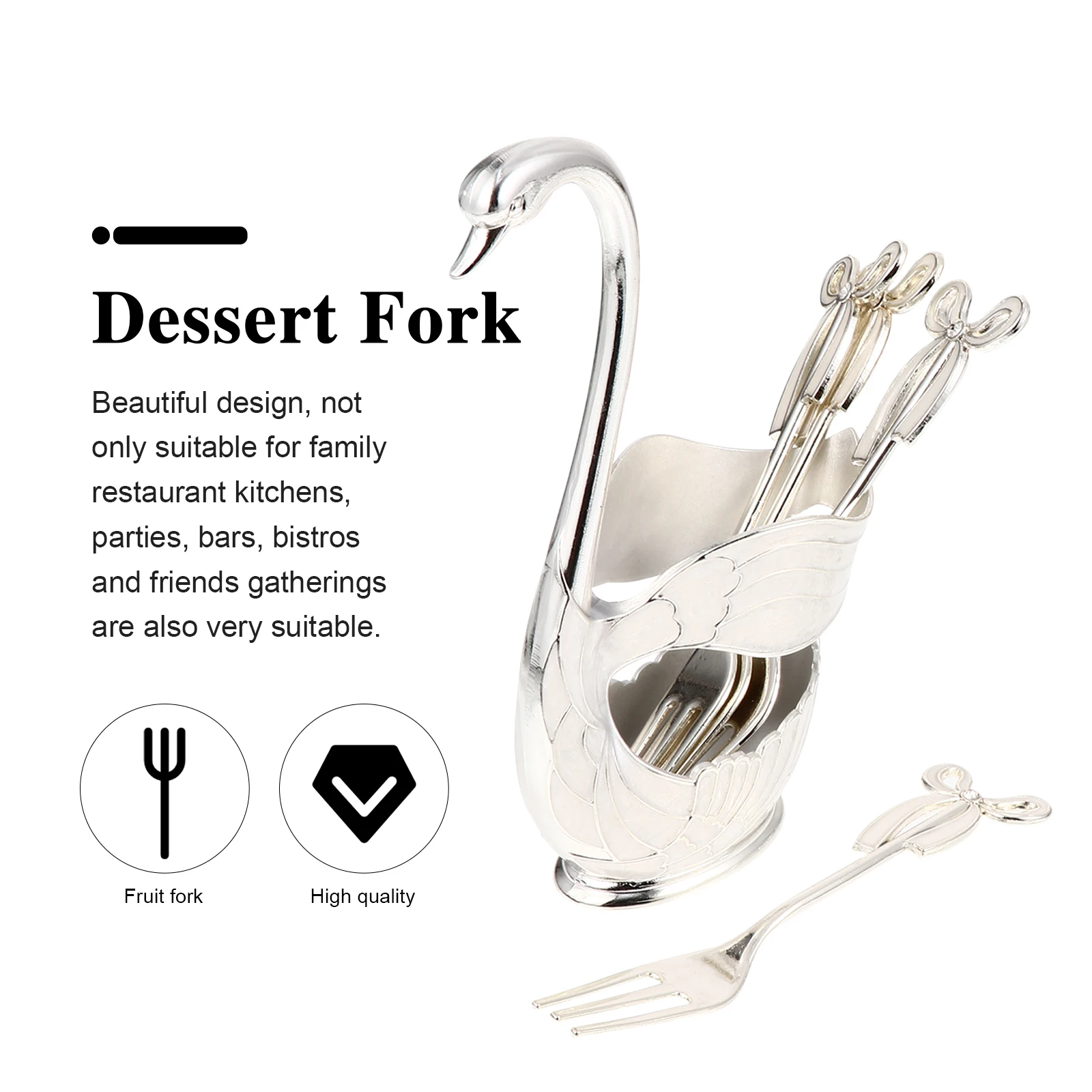 

1 set Swan Fork Set Appetizer Dessert Forks Zinc Alloy Reusable Food Tableware Snacks Fruit Gadgets Party Home
