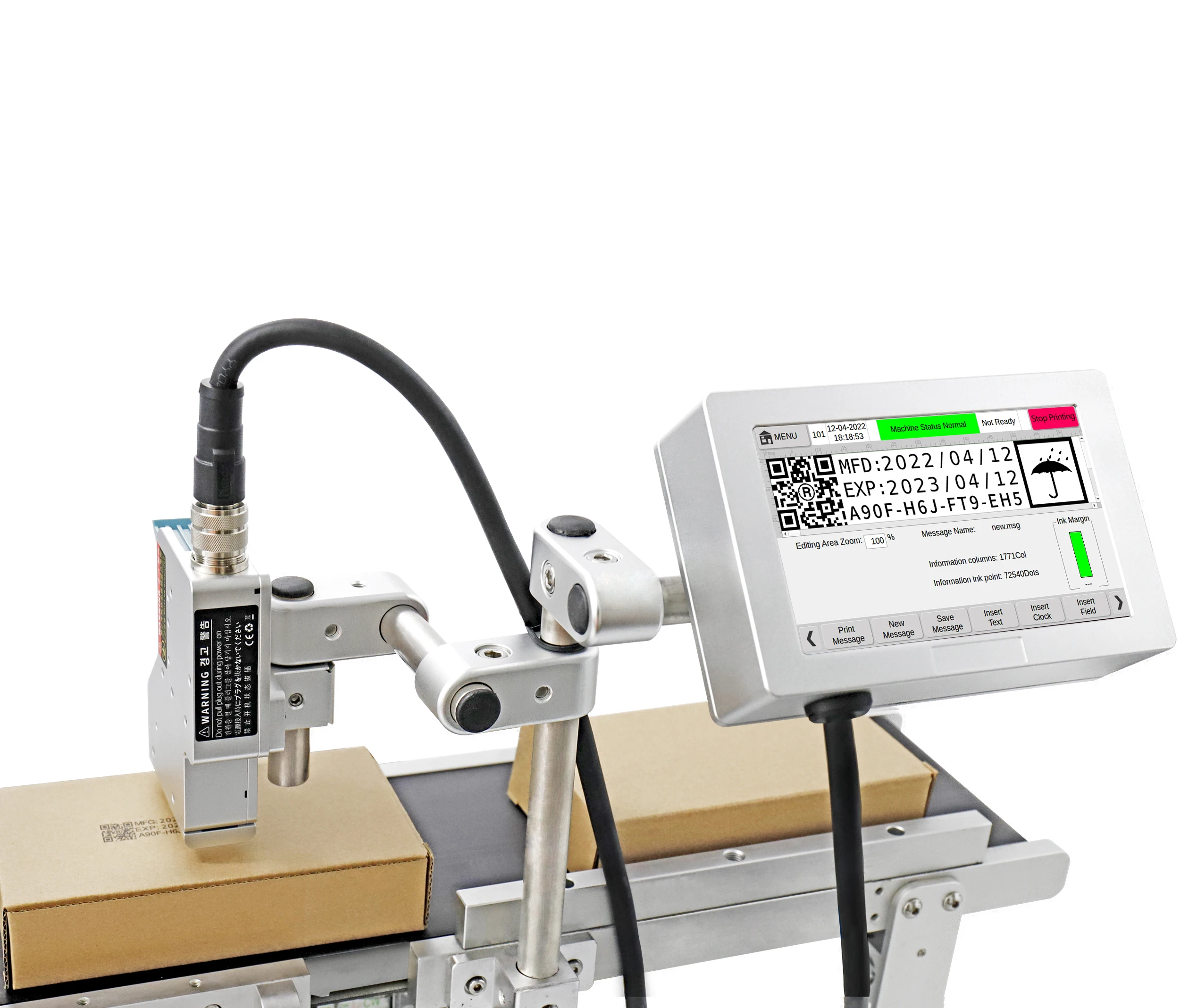 DOCOD T180E ( One Head, Encrypted Version)  Online TIJ  Thermal Inkjet Printer TIJ Marking Machine for Expiry Date Batch Number