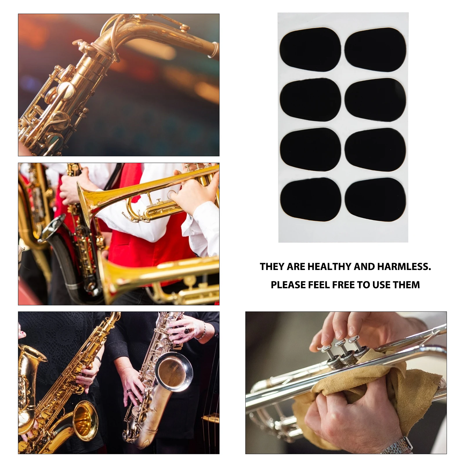 

64pcs Saxophone Pad 08 Ellipse Thick Rubber Mouthpiece Pads Instrument Accessories Musical Sax Mouthpiece Cushions Instruments