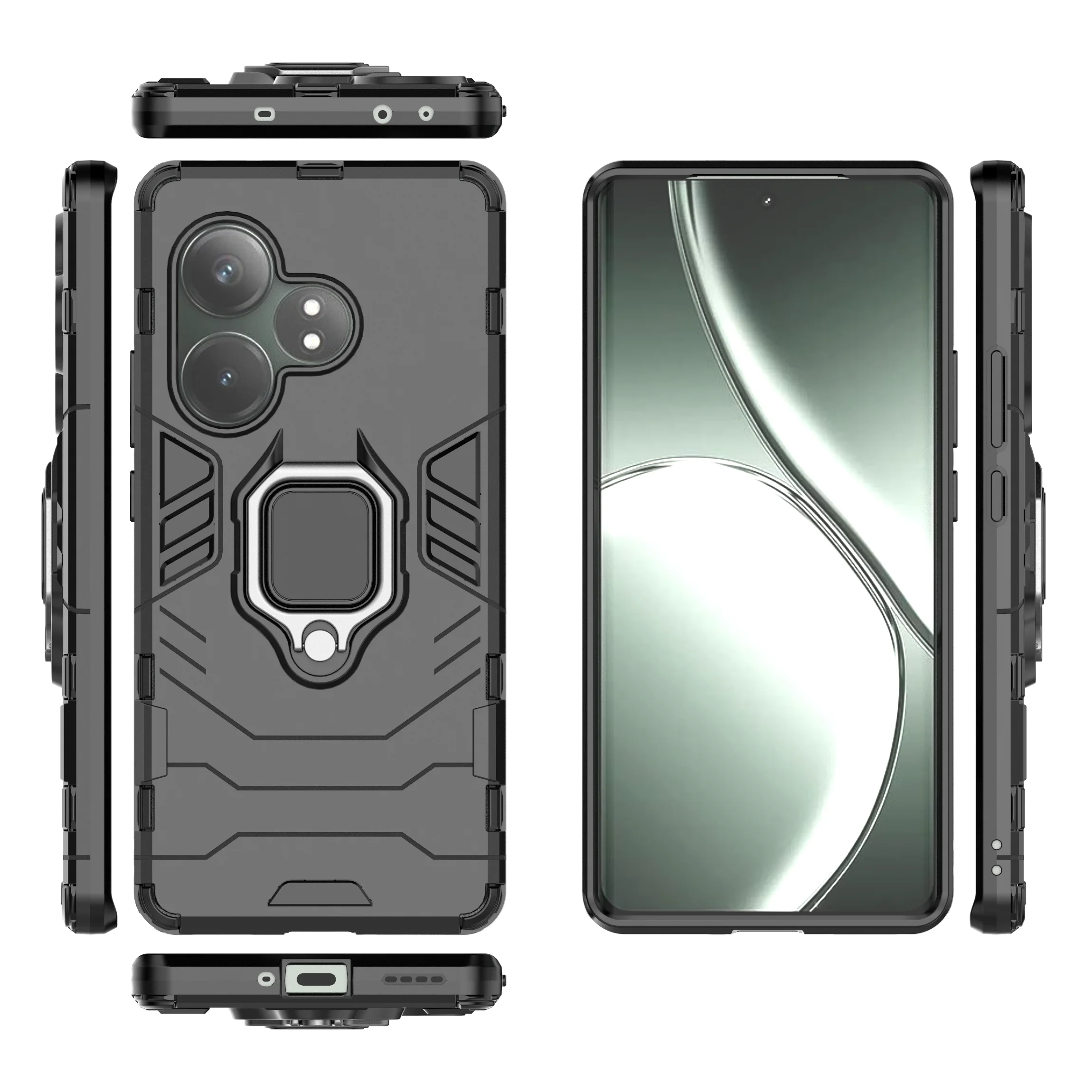 Case For Realme GT6 Global Bracket Shockproof Ring Holder Armor Cover For OPPO Realme Neo6 6T SE Couqe Funda