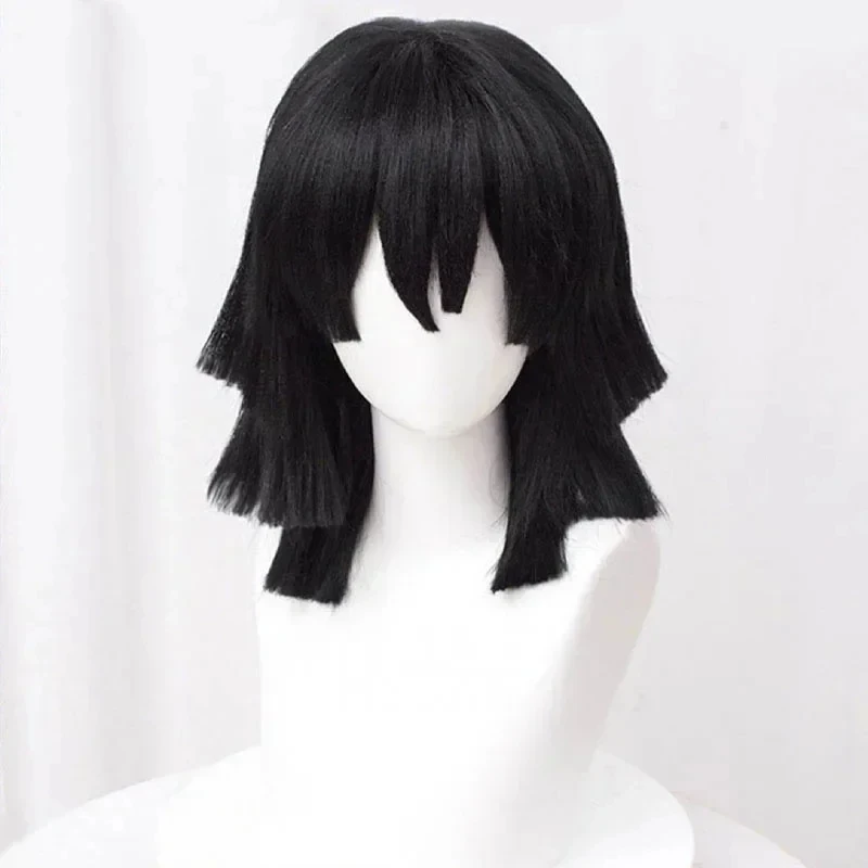 

❤️❤️❤️High Quality Iguro Obanai Cosplay Wig Short Black Styled Heat Resistant Hair Anime Wigs + Wig Cap❤️⭐️❤️