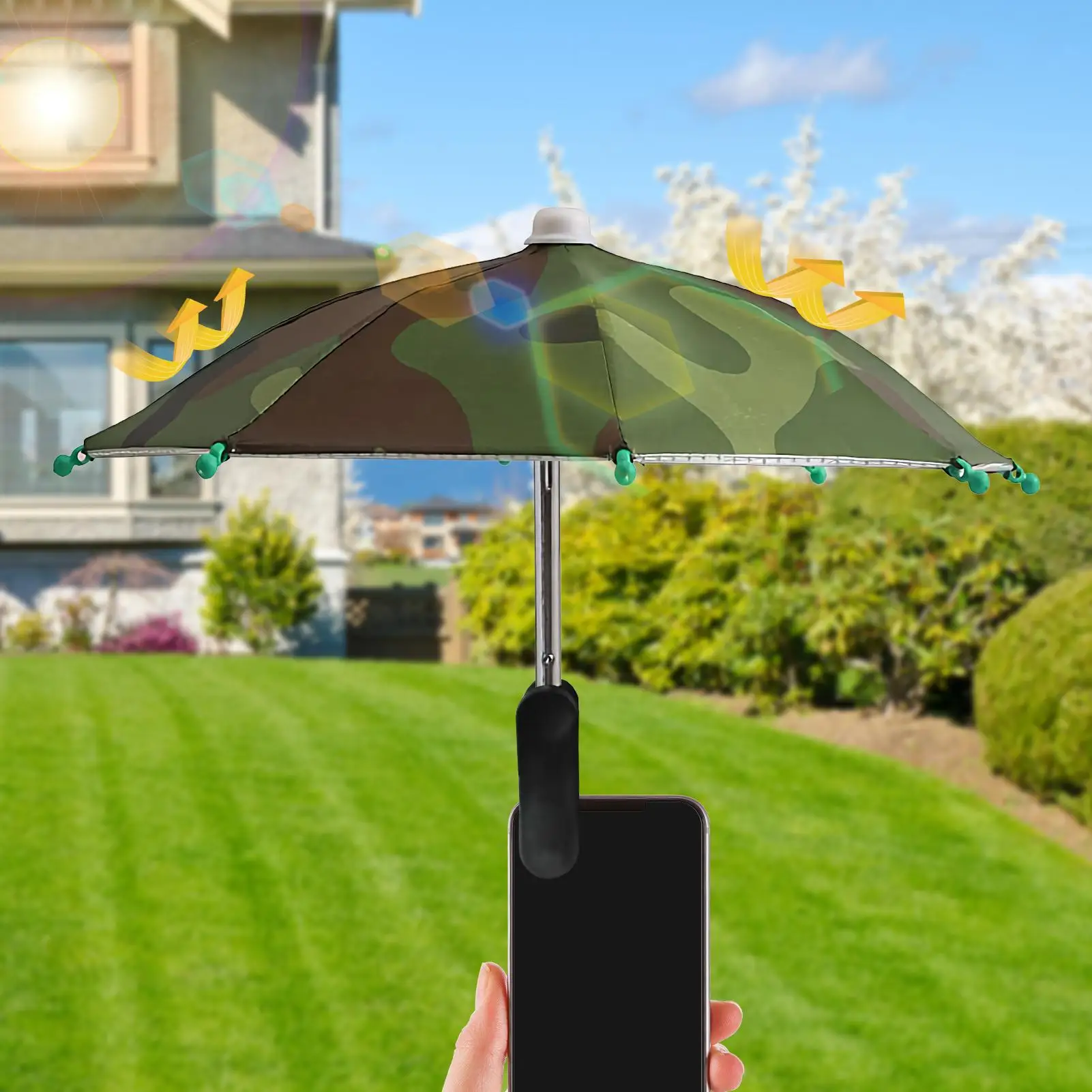 Creative Mini Umbrella Phone Stand, Universal Waterproof Holder for Smartphones, Portable Outdoor Rain & Sun Accessory