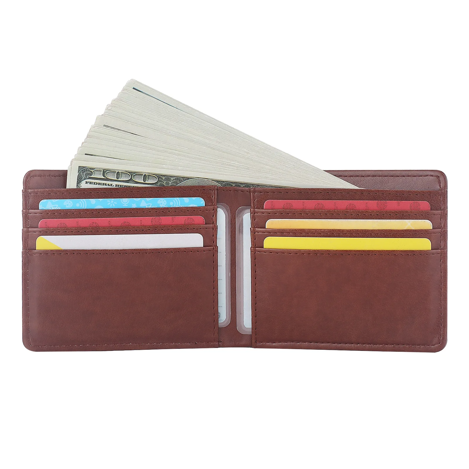 

Brown PU Leather Wallet Sublimation Blanks Card Holder Coin Purse Foldable Men and Women Short Wallet for Heat Transfer Print