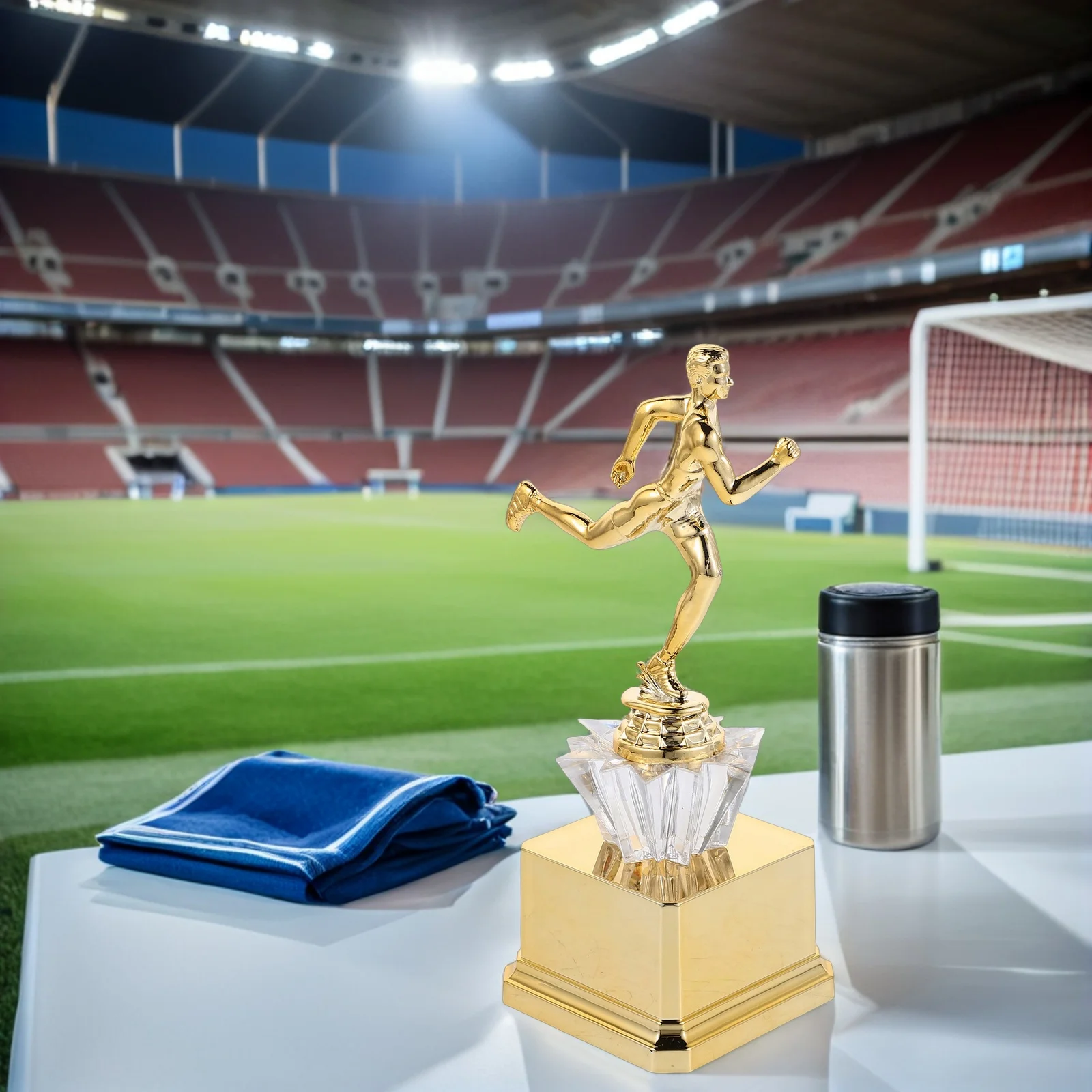 

Пластиковый золотой трофей для бега, спортивные соревнования, школьный класс, награда, спортивная церемония чемпионов, золотой трофей