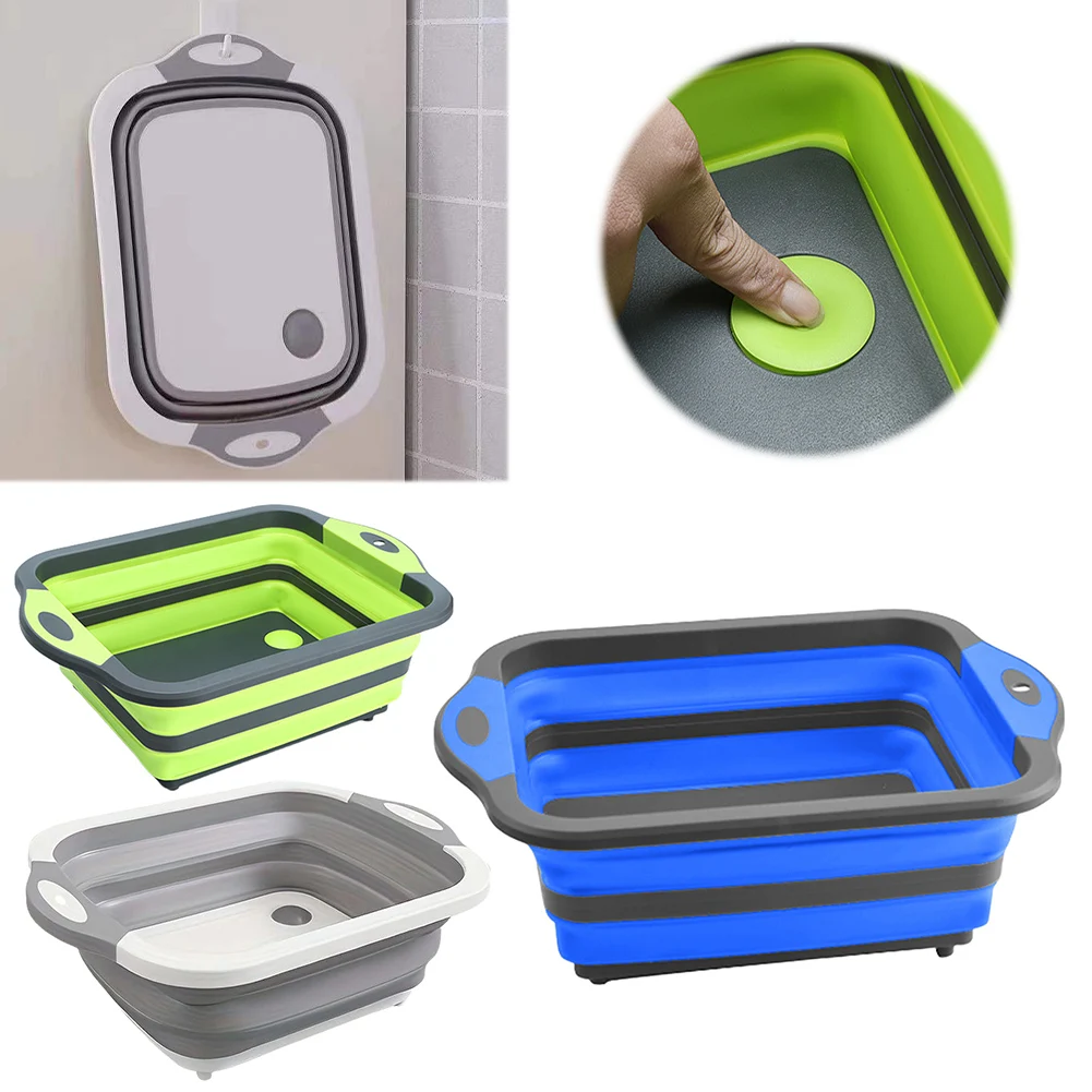 

Collapsible Cutting Board Washing & Draining Veggies Fruits Storage Basket Space Saving Camping Cutting Board for Camping Picnic