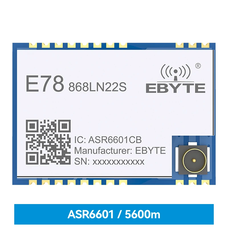 LoRaWAN 868MHz ASR6601 LoRa SoC RF Module 22dBm IPEX/Stamp Hole Wireless Transceiver Low Power 5600m E78-868LN22S(6601）