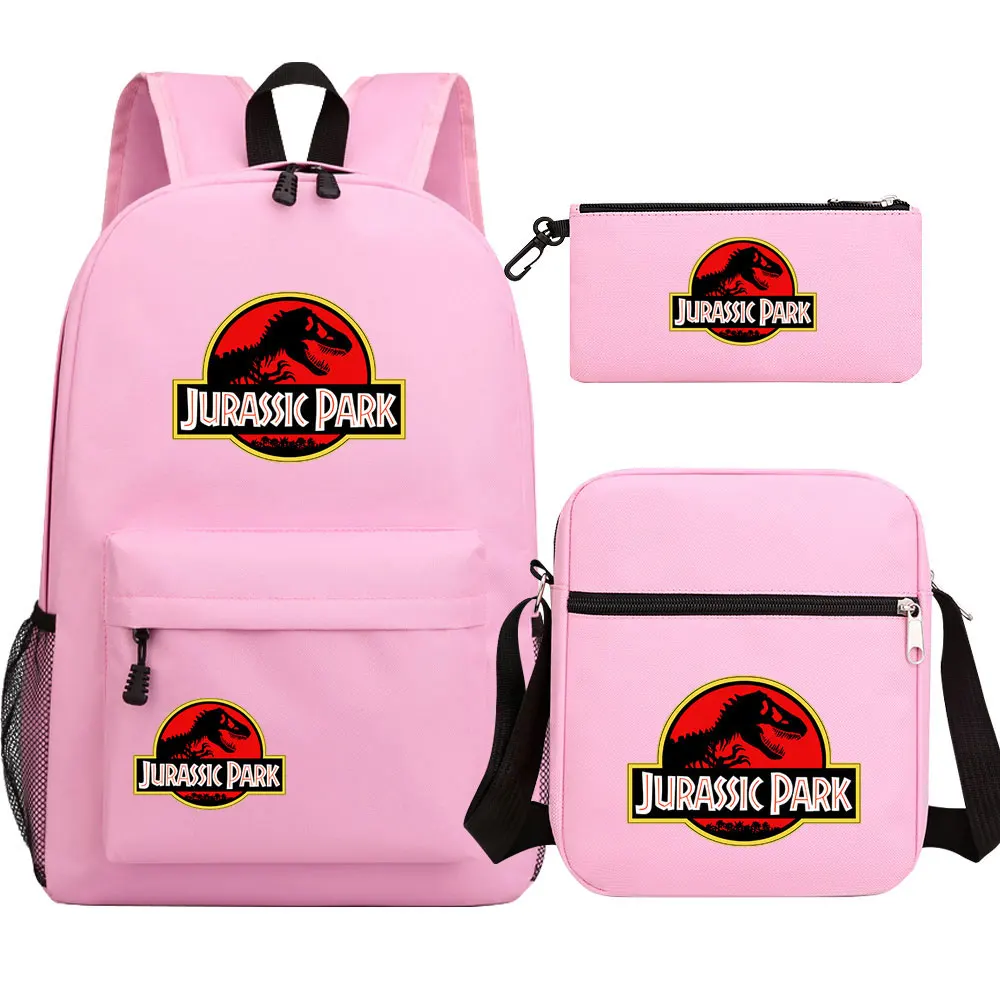 Jurassic Park World Dinosaur Girl Boy Kids Book zaino borsa a tracolla per scuola per studenti borsa a matita 3 pezzi Set zaino per adolescenti