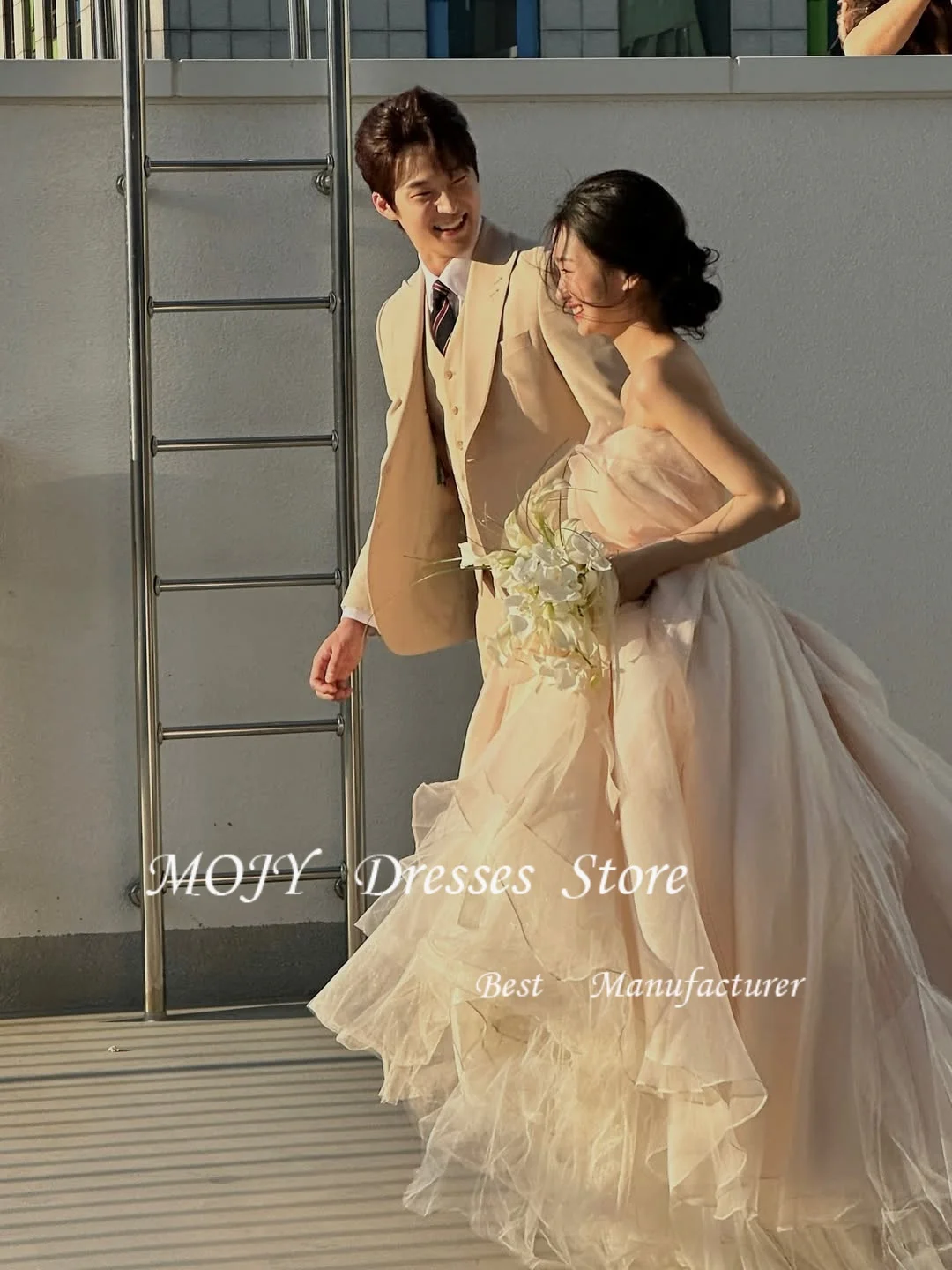 Mojy Korea A-Line Wedding Dress Customized Organza Classic Bride Dresse Sweetheart Corset Classic 웨딩드레스 Wedding Gown Bridal