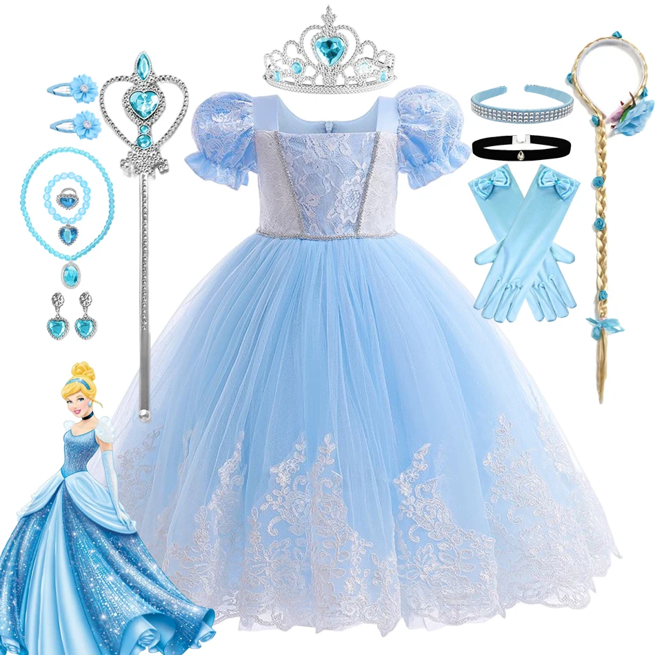 

Girls Cinderella Princess Halloween Cosplay Dress Children Fancy Vestidos Birthday Party Dress Clothes