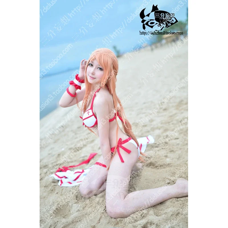 

New Asuna Yuuki Cosplay Bikini Set Japan Anime Cosplay Clothing Anime Cosplay Costumes White 110