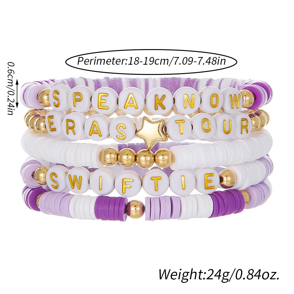 Purple Bohemian Style Bracelet Charm 5PCS/Lot Acrylic Soft Pottery Bracelet Cassical Fashion Jewelry 2024 image 6