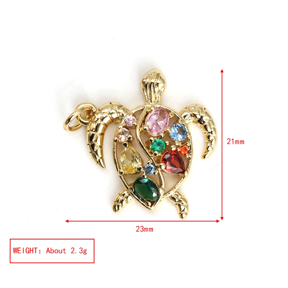 Copper turtle charms colorful Diamond Gold Color seahorse Pendant For DIY Necklace Jewelry Bracelet Making Wholesale