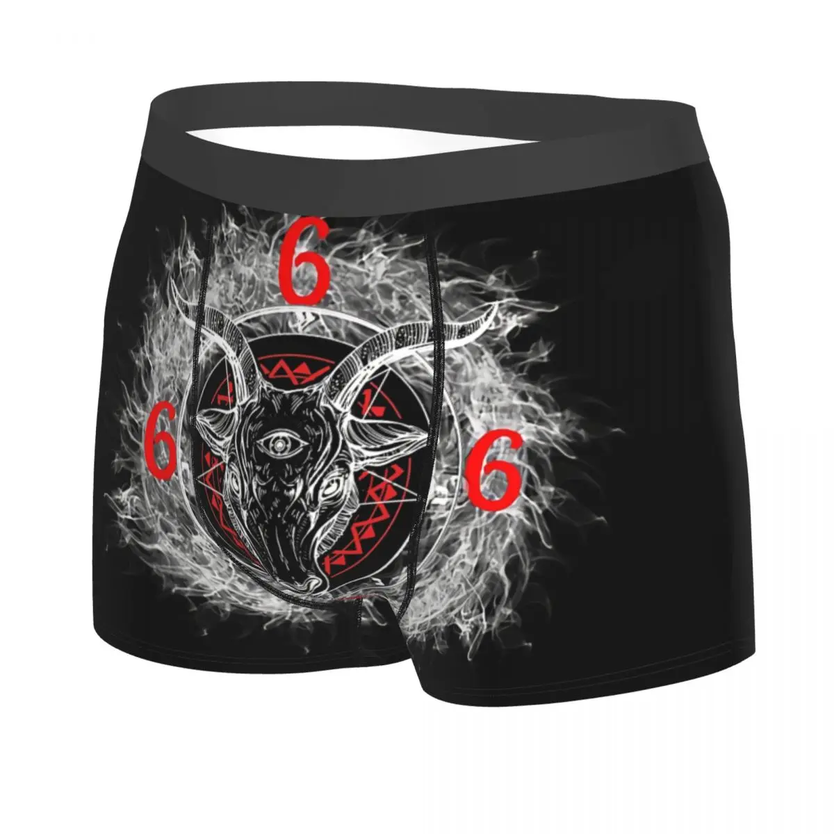 Satanic Goat Head Circle Satan Symbo Lucifer Devil Men Boxer Briefs Underpants Baphomet Highly Breathable Birthday Gifts