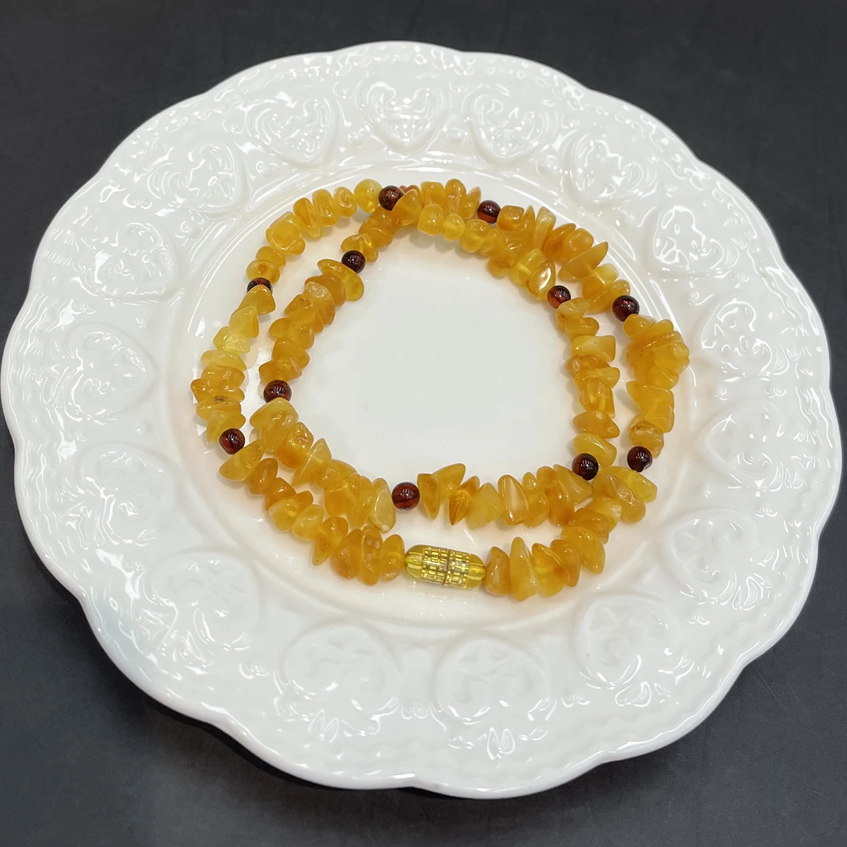 Women Necklace Natural Yellow Amber Irregular Beads 6-7mm For Girl Women Birthday Christmas Gift