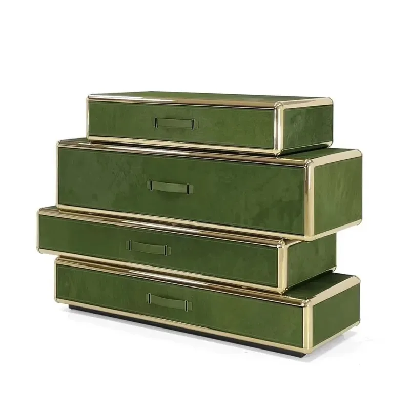 High-end custom velvet four-drawer locker solid wood frame handmade modern design apartment villa dining room living room