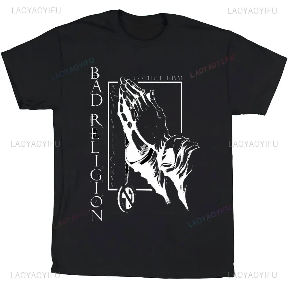 Bad Religion - Mens Against The Grain Slimfit T-Shirt Summer Breathable Camisetas O-neck Short-sleeve for Daily Wear