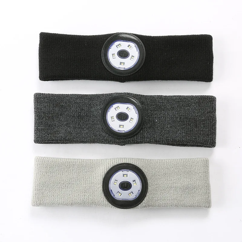 Wholesale Running Fitness Hiking Night Fishing Sweat Absorbing LED Lights Acrylic Fiber Headband
