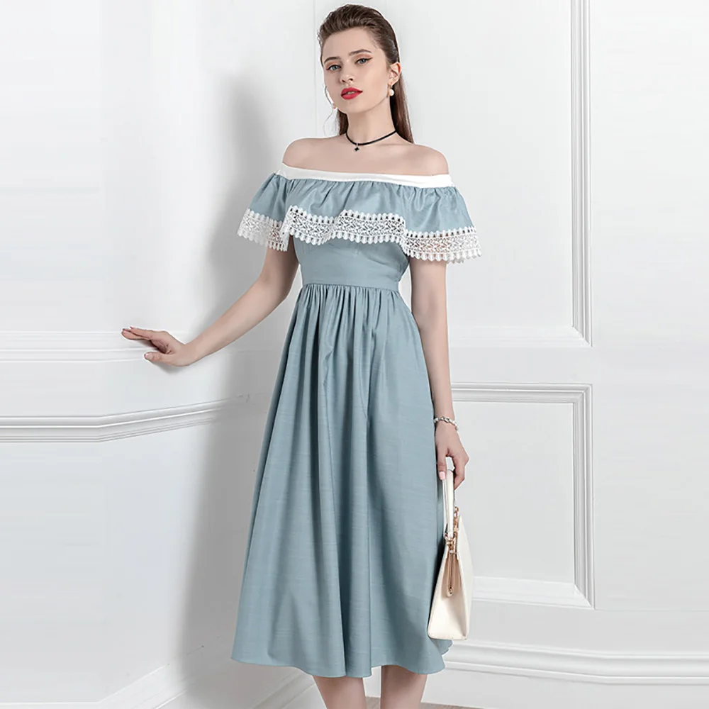 

High-End French Lace Dress New Summer Style Hepburn Vacation Dress