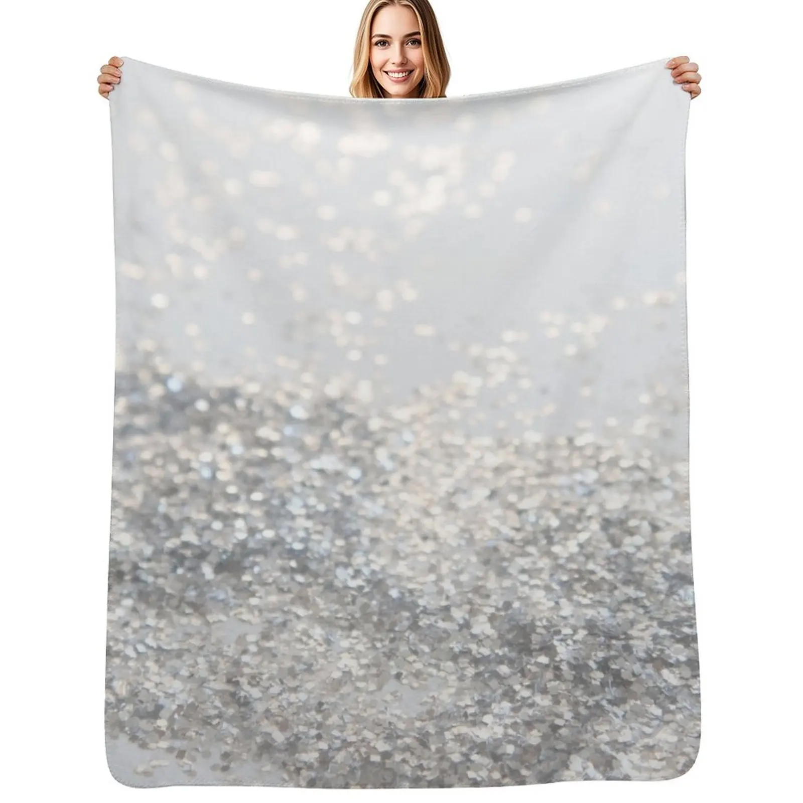 Silver Gray Glitter #3 (Faux Glitter) #shiny #decor #art Throw Blanket warm for winter Stuffeds Bed linens Hairy Blankets
