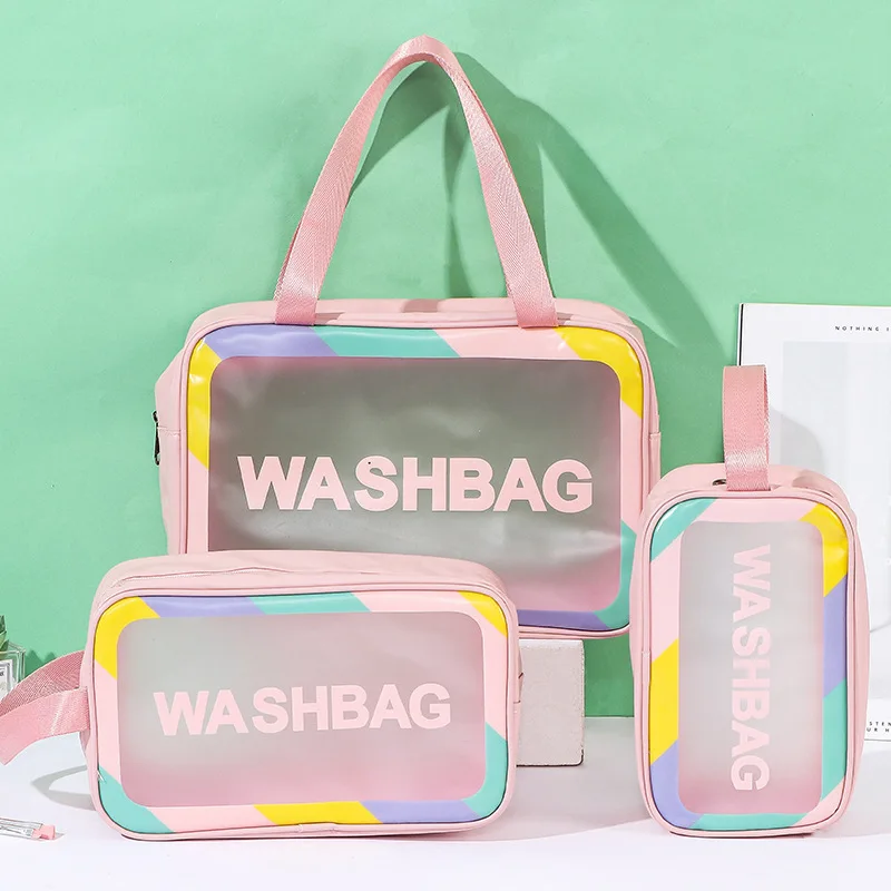 Cosmetic Bag Transparent Washbag Waterproof Multicolour Portable Travel  Makeup Storage Bag Organizer PVC Cases