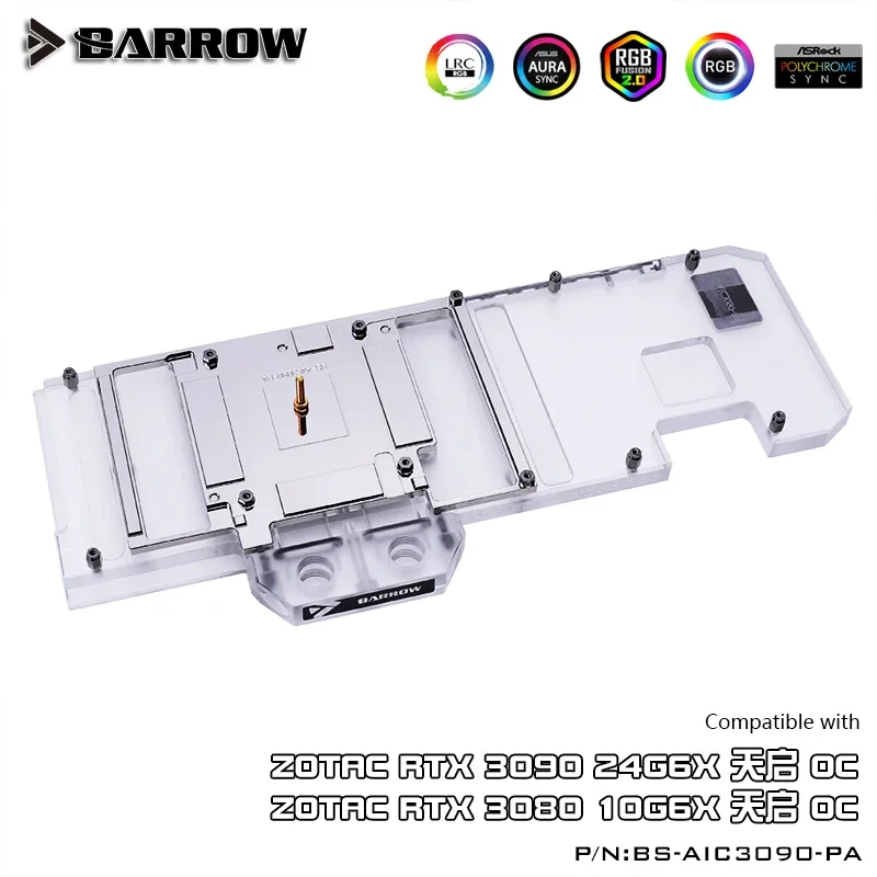 Imagem -03 - Carrinho de Ggpu Water Block Cobertura Completa Vga Zotac 3090 24g6x oc 3080 10g6x oc 5v Argb 3pin Mobo Aura Sync